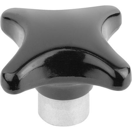 Kipp Palm Grip Similar To DIN6335 D=M12 D1=63 H=40, Form:E, Thermoset High Polish Black, Comp:Steel K0148.312